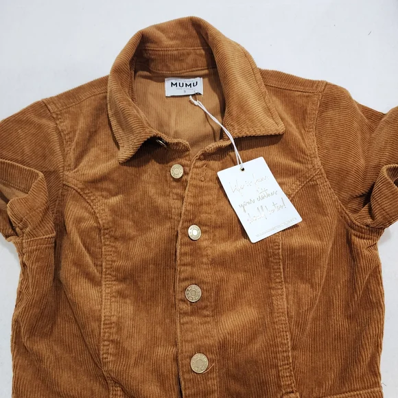 NEW Show Me Your Mumu Cropped Everhart Jumpsuit Camel Corduroy Small Retro Boho - Picture 4 of 12